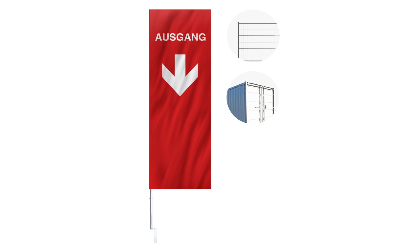 First Solutions - Signalisation / Containerfahne / Bauzaunfahne